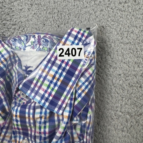 Robert Graham Paisley Cuff Mens Button Up Shirt Size 1XLT Tall Multicolor Stripe - Picture 8 of 8